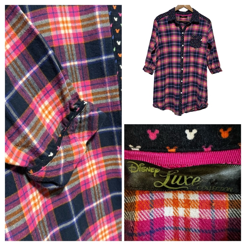 DISNEY LUXE Mickey Plaid Flannel Preppy Academia Grunge Disneycore M